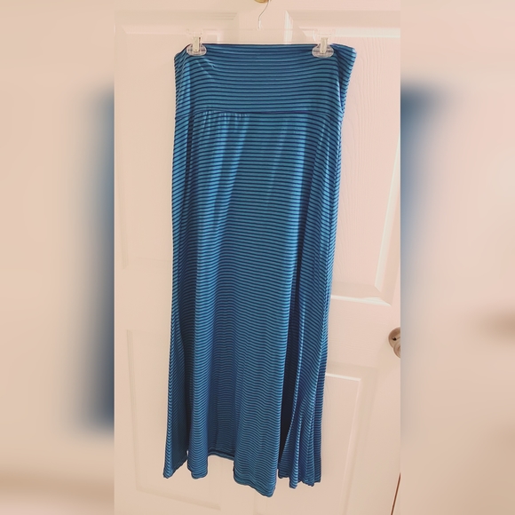 Blue Striped Maxi Skirt Floor Length Size Medium by Whimsy - Picture 2 of 3